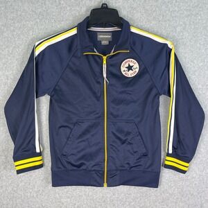 Converse Jacket Kids M 10-12 Navy Blue Zip Up Striped Logo Patch Chuck Taylor
